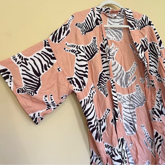 Emerson Fry Hand Block Printed Zebra Kimono Coverup - Picture 2 of 7